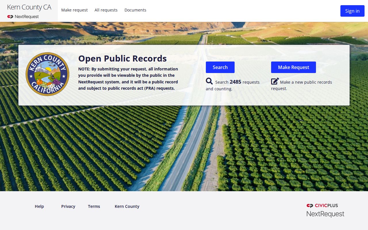 Bakersfield people search Kern County public records request portal
