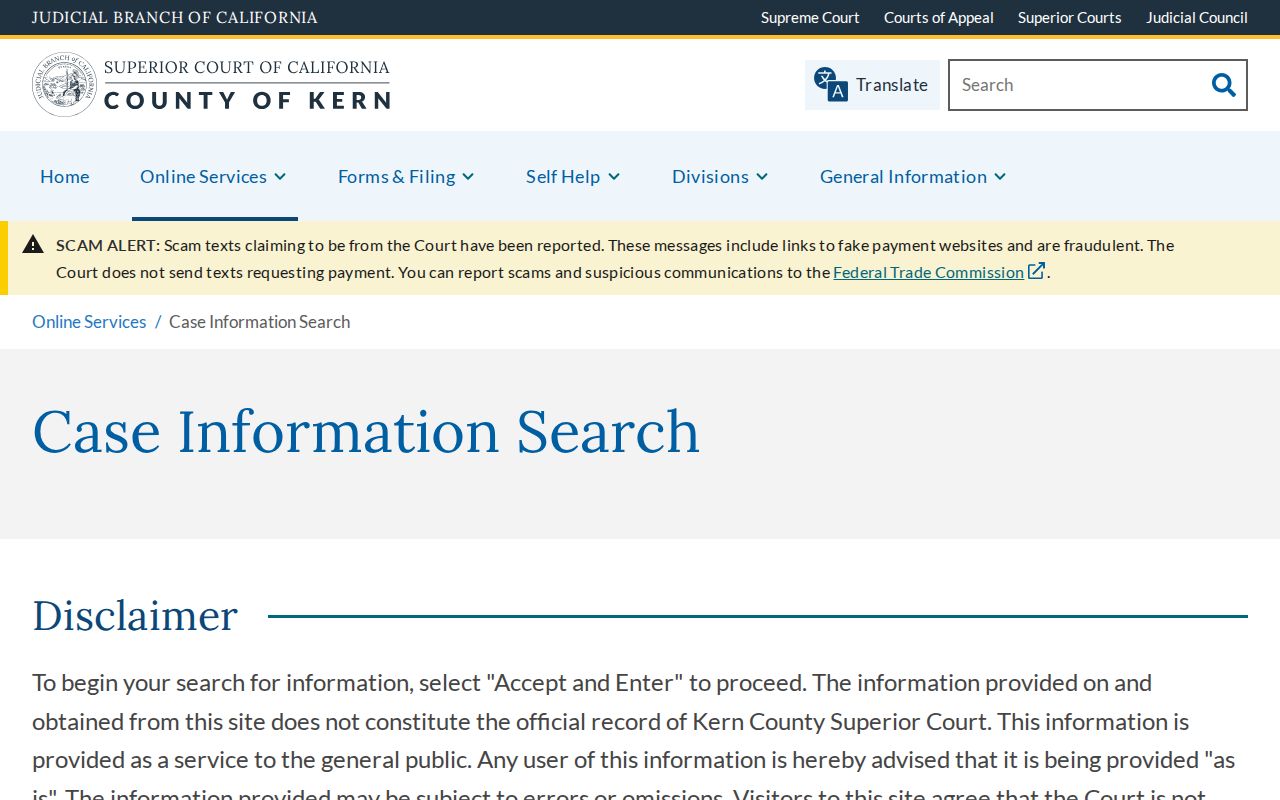 Bakersfield people search Kern Superior Court case information search